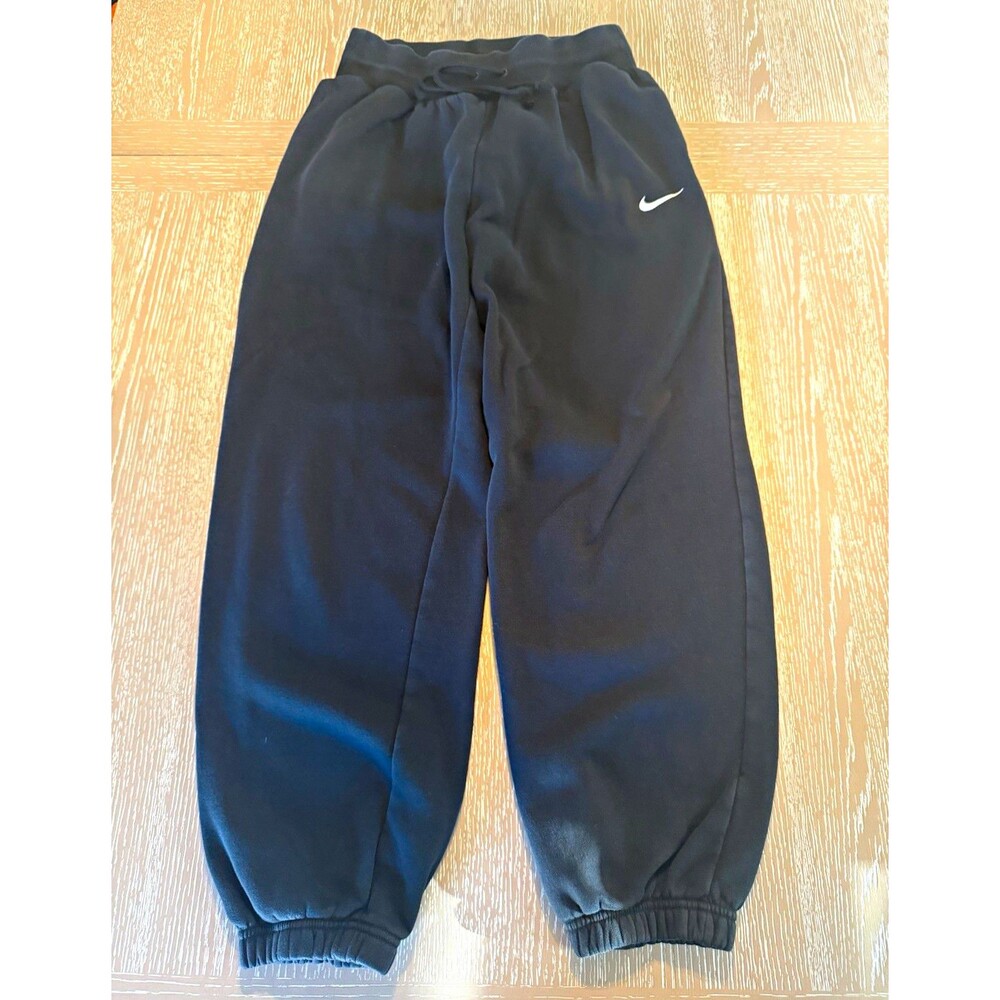 Nike Men's S Black Jogger Pants Drawstring Elastic Waist Tapered Cotton Poly